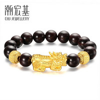 潮宏基 CHJ JEWELLERY 财气亨通 足金黄金转运珠貔貅手链男款定价 SCG30003159