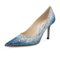 JIMMY CHOO 周仰杰 LOVE 85系列 LOVE 85VKG 尖头高跟鞋 丹宁色/银色 38