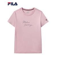 FILA（斐乐）官方女士短袖T恤2021夏季新款水钻针织短T F11W121102F 荷尖粉-PK 175/92A/XL