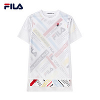 FILA 斐乐官方女子连衣裙 2021年春季新款时尚运动连衣裙百搭女 F51W128308F 标准白-WT 175/92A/XL