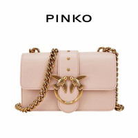 PINKO单肩包2021春夏LOVE MINI系列1P221P Y6XT女士小牛皮单肩链条包 玫粉色O81
