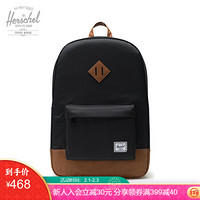 Herschel Supply 潮牌系列 Heritage 时尚潮流男女双肩包背包10007 经典黑色/棕褐色皮革