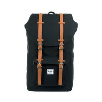 Herschel Supply Little America 潮流男女双肩包背包10014 大号经典黑色/褐色皮革