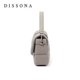 迪桑娜DISSONA单肩包女格调系列包包女包羊皮纯色手提包女 灰色