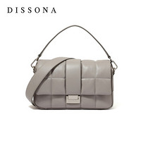 迪桑娜DISSONA单肩包女格调系列包包女包羊皮纯色手提包女 灰色