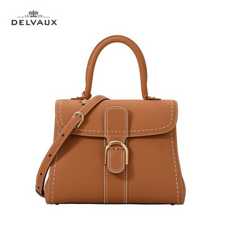 DELVAUX 经典系列 Brillant外缝线 女包奢侈品包包单肩斜挎手提包中号礼物女新年礼物 焦糖色