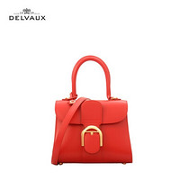 DELVAUX 女包奢侈品包包单肩斜挎手提包迷你 Brillant系列 新年礼物 正红色