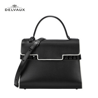 DELVAUX 包包女包斜挎奢侈品新品中号单肩包Tempete系列新年礼物 黑色