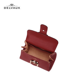 DELVAUX Brillant系列 包包女包斜挎奢侈品新品单肩包迷你新年礼物 酒红色