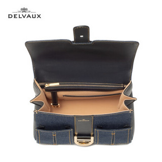 DELVAUX Brillant系列限量牛仔系列奢侈品包包女包中号女士单肩包新年礼物 丹宁蓝