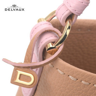 DELVAUX Pin系列 包包女包奢侈品新品手提包女迷你水桶包新年礼物 奶茶色