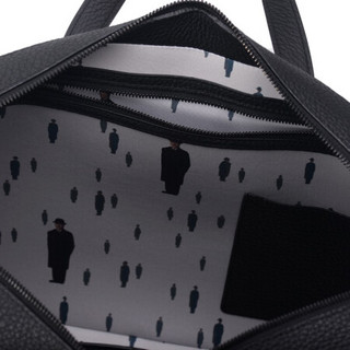 DELVAUX 公文包男士商务包奢侈品单肩斜挎手提包包 Magritte系列限量版新年礼物 藏青色-黑色