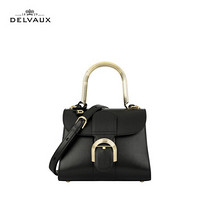 DELVAUX 女包奢侈品包包单肩斜挎手提包金属手柄 Brillant系列20秋冬精选礼盒新年礼物 黑色 迷你