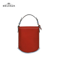 DELVAUX Pin系列 包包女包奢侈品新品手提包女迷你水桶包新年礼物 20秋冬砖红色