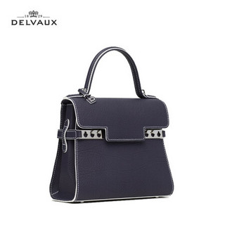 DELVAUX 包包女包斜挎奢侈品新品单肩包Tempete PM系列21春夏The ocean系列 靛蓝色-白色