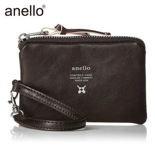 anello日本轮带卡套手拿包零钱包卡包随身收纳包N0574 深棕色-DBR