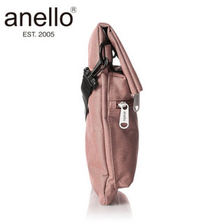 anello日本高密度木纹涤纶素色麻布两用翻盖折叠单肩斜挎包女B2263 清新粉NPI