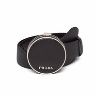 普拉达PRADA 女士黑色小号Saffiano 皮革箱盒腰带 1CC490-2DL0-F0632 90