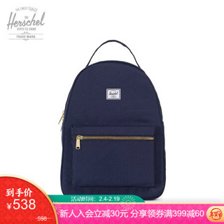 Herschel Nova 中号旅游双肩包女学生背包书包潮流女生10503 海军蓝