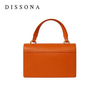 迪桑娜女包复古撞色包包2020新款小方包 质感手提包斜挎包单肩包 橙色