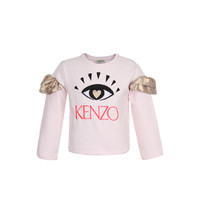 KENZO 凯卓 高田贤三 KENZO KIDS 奢侈品童装 20春夏 女童棉质眼睛图案长袖卫衣 浅粉色 KQ15098 31 10A/10岁/140cm