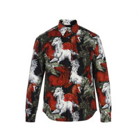 KENZO 凯卓 高田贤三 KENZO 奢侈品 20秋冬 男士棉质条绒骏马印花薄棉衬衫