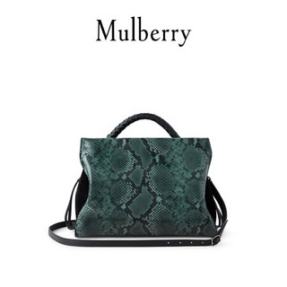 Mulberry/玛珀利女包2021春夏新款Iris 中号蟒蛇纹手提包 HH6654 经典绿-黑色