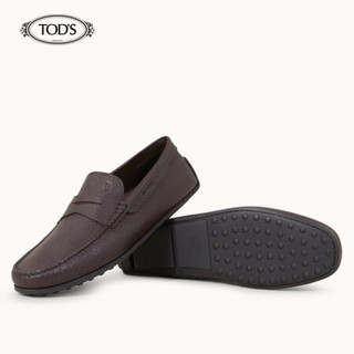 托德斯 TOD'S  男士牛皮乐福鞋 平底鞋 棕色 39.5