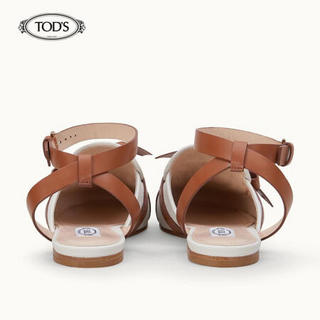 托德斯 TOD'S  女士牛皮穆勒鞋 礼盒礼品 奶油色/棕色 36