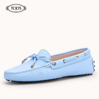 托德斯 TOD'S 2020春夏 女士牛皮豆豆鞋 平底鞋  礼盒礼品 浅蓝色 37.5