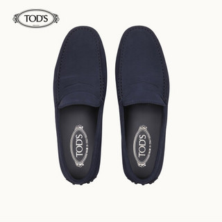 TOD'S 2020春夏 男士绒面小牛皮乐福鞋 平底鞋 礼盒礼品 蓝色 42