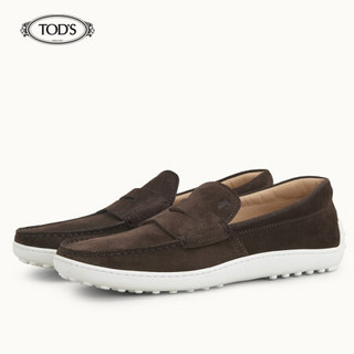 托德斯 TOD'S 2020春夏  男士绒面小牛皮乐福鞋 平底鞋 礼盒礼品 褐色 42.5