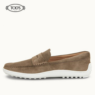 托德斯 TOD'S 2020春夏  男士绒面小牛皮乐福鞋 平底鞋 礼盒礼品 米黄色 39