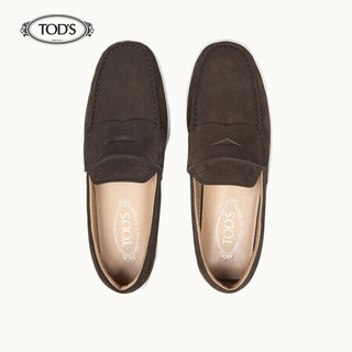 托德斯 TOD'S 2020春夏  男士绒面小牛皮乐福鞋 平底鞋 礼盒礼品 褐色 42.5