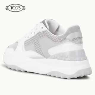 TOD'S 托德斯 女士牛皮拼科技织物运动鞋 XXW45B0BB50NIW 白色/灰色 40.5