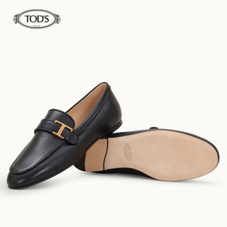 TOD'S 2020春夏 女士牛皮乐福鞋 平底鞋 礼盒礼品 黑色 37