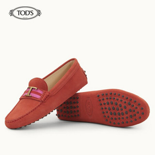 托德斯 TOD'S 2020春夏 女士绒面小牛皮豆豆鞋 平底鞋  礼盒礼品 红色 39.5