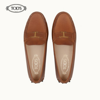 托德斯 TOD'S 2020春夏 女士牛皮豆豆鞋 平底鞋  礼盒礼品 棕色 36.5