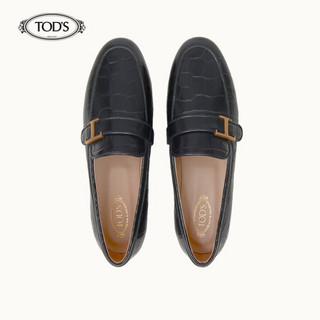 托德斯 TOD'S 2020春夏 女士牛皮乐福鞋 平底鞋 礼盒礼品 黑色 37.5