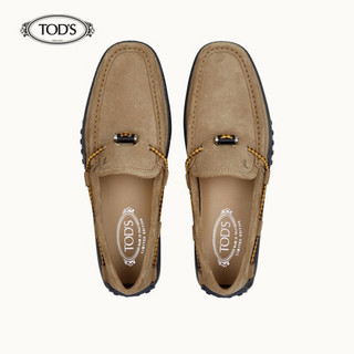 TOD'S 2020春夏 男士 绒面皮革豆豆鞋 平底鞋  礼盒礼品 褐色 41.5