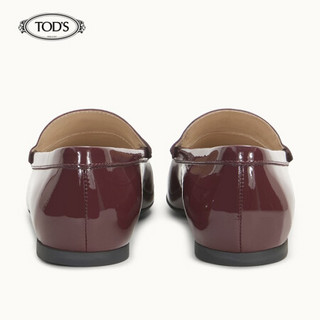 TOD'S 托德斯 2020春夏女士牛皮乐福鞋 XXW20C0CX50OW0 酒红色 39.5