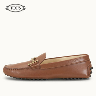 TOD'S 2020秋冬 女士牛皮豆豆鞋 平底鞋  礼盒礼品 棕色 37