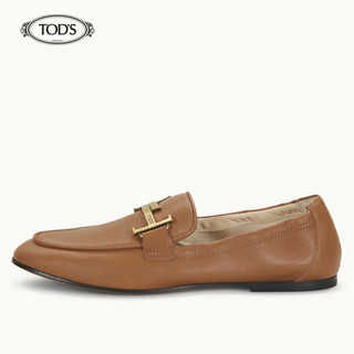 TOD'S 2021早春 女士牛皮乐福鞋 平底鞋 礼盒礼品  XXW79A0DE70MID 棕色 35.5