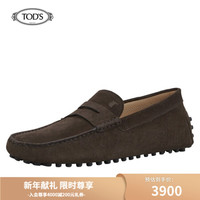 托德斯 TOD'S 2020秋冬 男士绒面小牛皮豆豆鞋 平底鞋 深褐色 42.5