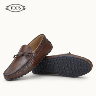 Tod's 2020秋冬 男士City系列牛皮豆豆鞋 平底鞋  礼盒礼品 棕色 42.5