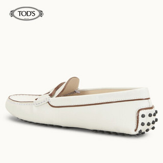 托德斯 TOD'S 2020秋冬 女士牛皮豆豆鞋 平底鞋  礼盒礼品 白色 35.5