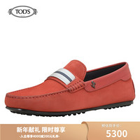 TOD'S 2020秋冬 男士Tod's for Ferrari绒面小牛皮豆豆鞋 平底鞋  礼盒礼品 XRM0LR0DO20OSQ 橘红色 41