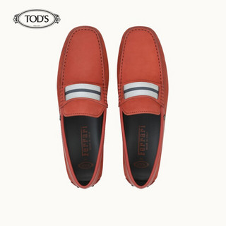 TOD'S 2020秋冬 男士Tod's for Ferrari绒面小牛皮豆豆鞋 平底鞋  礼盒礼品 XRM0LR0DO20OSQ 橘红色 41