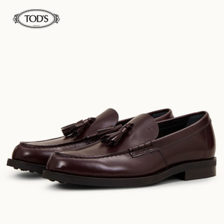 托德斯 TOD'S 2020秋冬 男士牛皮乐福鞋 平底鞋 礼盒礼品 酒红色 39.5