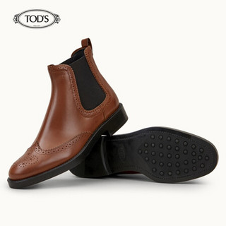 托德斯 TOD'S 2020秋冬 女士牛皮踝靴 中筒靴 靴子 礼盒礼品 棕色 35.5